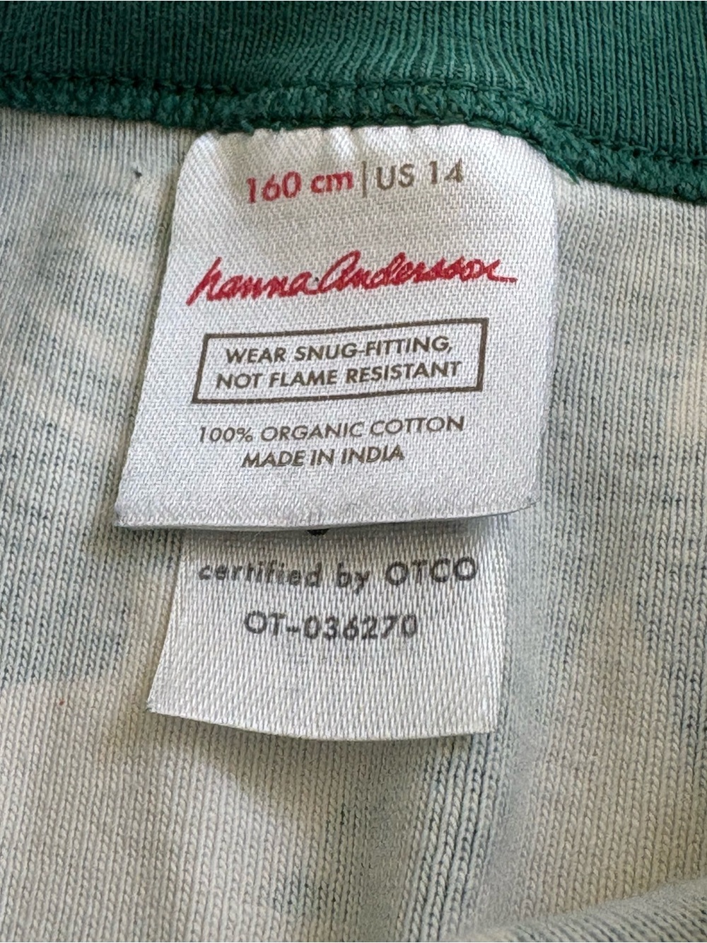 Hanna Andersson Organic Pajamas Size 160 US 14 Green Holiday Christmas Tree - Picture 5 of 9